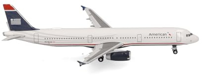 Herpa modellflygplan American Airlines Airbus A321 – US Airways Heritage-livery – N578UW, miniatyr i skala 1:500, samlarobjekt, flygplansmodell utan stativ, metall