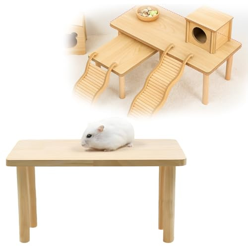 ZXJLWR Hamster Plattform, 25x14x12 cm Hamster Spielzeug Plattform für Käfig, Hamsters Zubehör Holzplattform für Nagetiere, Klettern und Spielen, Stressabbau und Zahnpflege