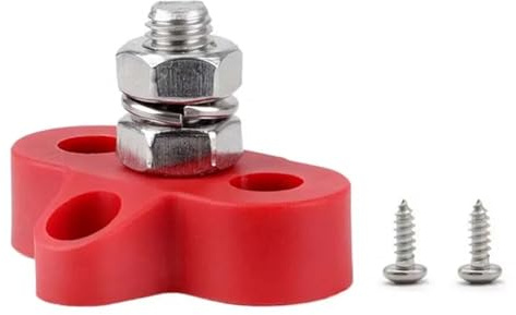 ZythrXLate M6 M8 48V Blocco di Giunzione Bus Bar 5/16 Morsettiera Isolata Doppia Heavy Duty Distribuzione di Alimentazione Perno Positivo Negativo RV per l'industria, Il residenziale(M8 Red S)