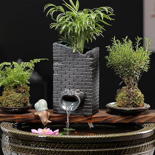 ZYZSY Wasserspeier Gargoyle für Miniteich, Wasserspiel Garten Deko, Gartenskulptur Innenwasserbrunnen, Maritime Deko für Garten, Terrasse und Balkon(Black,7 * 7.5 * 15cm/2.8 * 2.9 * 4.7in)