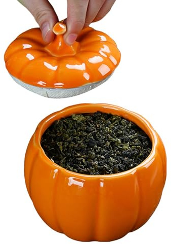 Barattolo in ceramica a forma di zucca, con coperchio, ermetico per Halloween, decorazione autunnale per cucina, camera da letto, feste, soggiorno, appartamento