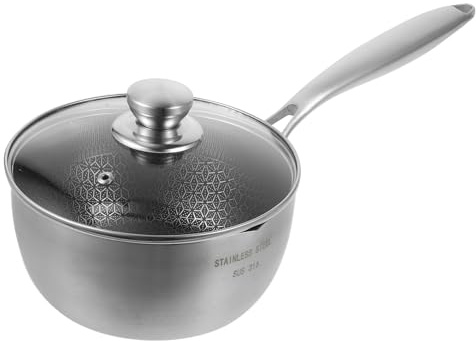 ROMISBABA Casseruola Antiaderente in Acciaio Inossidabile Con Coperchio 18 Cm, Pentola Portatile Per Cucina a Gas e Induzione, Padella Multifunzione Per Friggere, Stufare e Riscaldare Latte