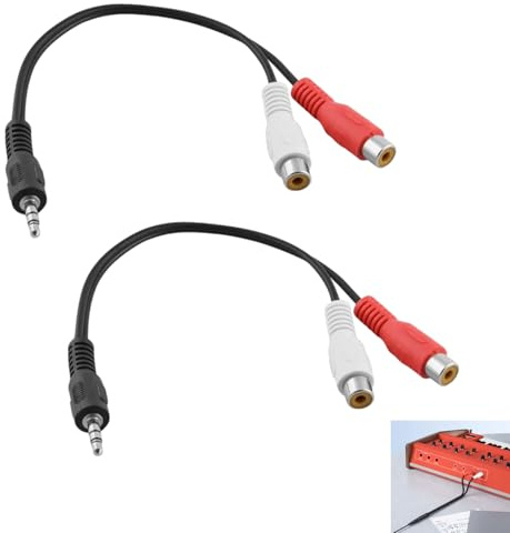 2 Pièces Adaptateur Audio Stéréo RCA vers Jack 3,5 mm, Convertisseur 2x RCA Femelle vers Fiche Jack Mâle, Câble Audio Hi-Fi Haut, Connexion TV, Chaîne Stéréo, Amplificateur, Enceinte, Smartphone