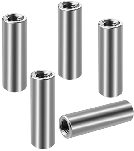 SHBAOCH M6×30mm Gewindehülse, 5 Stück 304 Edelstahl Runde Gewindemuffen, Rund Verbindungsmuttern Langmutter Kupplungsmutter für Halterung Grobgewinde