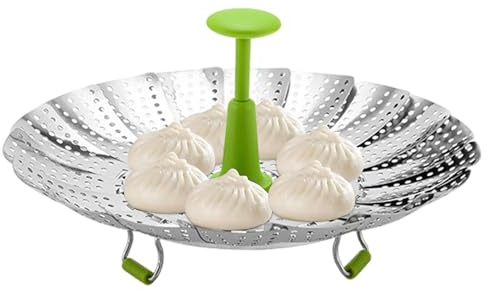Dampfkorb für Topf - Faltbarer Edelstahl-Dampfständer - Dampfkörbe zum Kochen mit einziehbarem Griff - für Obst Küche Zuhause Kochen Lebensmittel Reis Brötchen