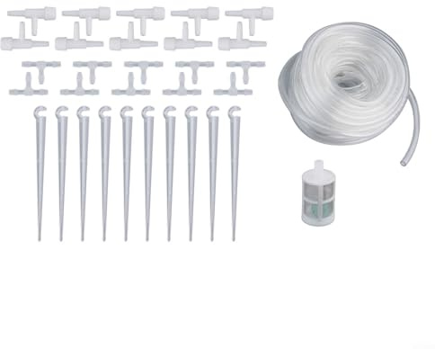 Precise Watering Solutions Kit d'irrigation goutte à goutte avec tuyau réglable et vannes de régulation pour plantes florissantes (D)