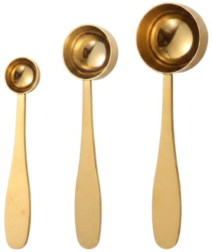 Matcha Spoon, 3g Measuring Scoop for Powder Ingredients, Golden Utensil for Matcha Brewing and Kitchen Use, Dishwasher Safe Design with Three Piece Set