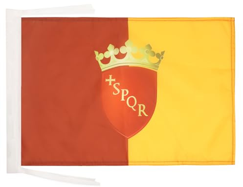 AZ FLAG Flagge Rom mit Waffen 45x30 cm Polyester 100D Kordeln | Für innen und außen Italienische dekorative Flagge doppelte Nähte und verstärkte Kanten mit Schnüre 100D Polyester