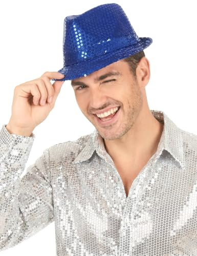 DEGUISE TOI Borsalino Partyhut mit Pailletten für Erwachsene - Blau