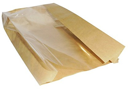 Lot de 100 sachets avec fenêtre 17 x 34 cm en papier anti-graisse, pour pain, pizzas, biscuits et aliments