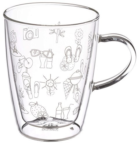 GRÄWE Taza térmica de 0,3 litros, con doble pared de vidrio con motivos veraniegos.