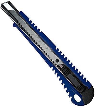 HELO 10 x Profi Cuttermesser Teppichmesser Set (blau) mit 9 mm breiter Abbrechklinge und stabiler Klingenführung aus Metall, Allzweckmesser mit ergonomisch geformtem Kunststoff Gehäuse