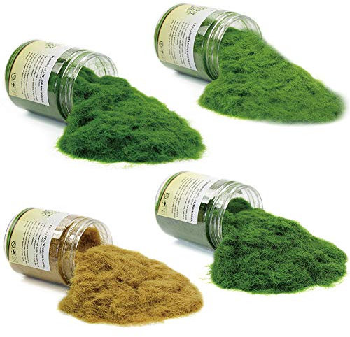 Evemodel 4 Flaschen*35g 5mm Streugras Wiese Statische Gras Herde Wald Landschaft Gelände Eisenbahn Gartenbahn streumaterial