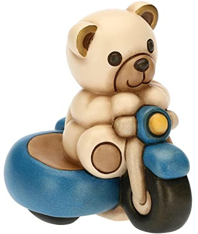 THUN, Bomboniera Teddy Motors su Sidecar in Ceramica Decorata a Mano, Linea Bomboniere, 11x8x11.4 cm h