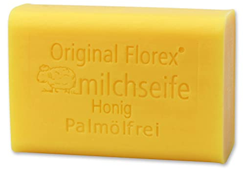 Florex Schafmilchseife - Honig ohne Palmöl- süß duftende Seife mit Extrakt vom Honig spendet intensive Feuchtigkeit 100 g