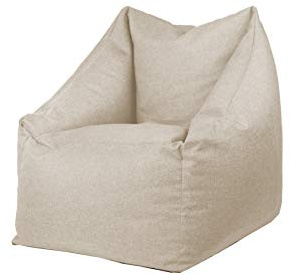 chilly pilley® Sitzsack Sessel in 2 Größen – Bequemer Bean Bag mit Bezug aus Cord, Leinenoptik oder wasserabweisendem Stoff – Moderner Loungesessel für Wohnzimmer, Kinderzimmer oder Terrasse (Creme)