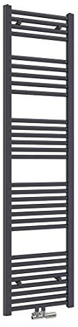 Heilmetz Badheizkörper 160 x 40cm Handtuchheizkörper Anthrazit 547W Handtuchtrockner Mittelanschluss Unten Handtuchheizkörper Handtuchwärmer Leistung Heizkörper bad trocknen Einlaggig gerade