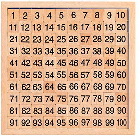 MERRYHEART Wooden Montessori Math Hundred Board, Counting to 100 for Kindergarten, 1-100 Number Board for Toddlers, Montessori Counting Game Board with Storage Bag