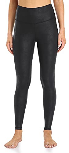 Colorfulkoala Women's High Waisted Matte Faux Leather Leggings Full Length Yoga Pants(M, Black)