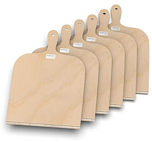 AUPROTEC Pizzaspade trä pizzaspade pizzaspade björk slipad modell Yves: set om 6, storlek S 26 x 20 cm