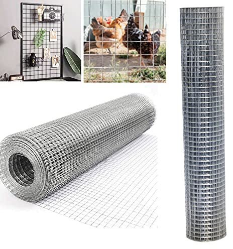3FT x 98.4FT Welded Galvanised Wire Mesh Roll, 1”x1 Hole Garden Aviary Enclosure Chicken Run Rabbit Hutch Pet Coop Wire Netting Fence, 30M Poultry Fencing Protection for Indoor or Outdoor
