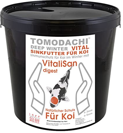 Winterfutter Koi Sinkfutter für Koi und Teichfische antibakteriell Monoglyceride Gesundheitsfutter Koifutter für den Winter Energiefutter arktische Rohstoffe 3mm 3kg Eimer