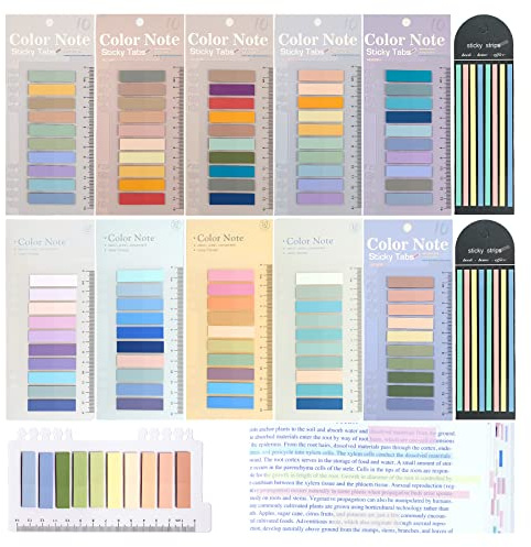WSCHU 2320Pcs Book Tabs for Annotating Books, 104 Colors Morandi Sticky Tabs for Binders, Page Markers Transparent Sticky Notes,Writable & Repositionable Book Flags Strip Index Tabs,Page Tabs