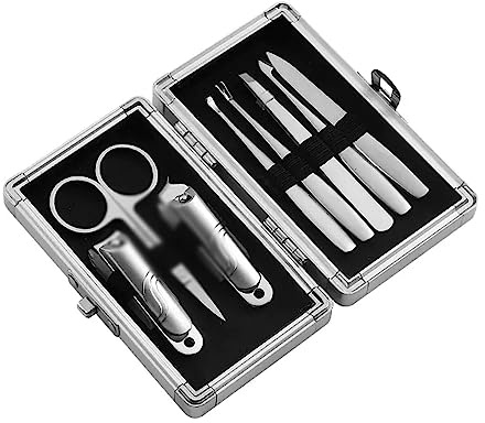 Nagelknipser-Set, Nagelpflege-Werkzeuge, Pediküre mit Fingernagelschneider, Clipper-Feilenschere for Senioren, Männer und Frauen (Color : Silver B)
