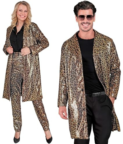 W WIDMANN MILANO Party Fashion - Pailletten Mantel Erwachsene | Glitzer Mantel für Festival, Silvester, Karneval, Disco, Mottoparty und auffällige Party-Outfits