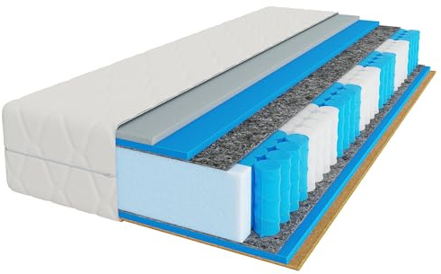 Mebligo - Matratze 180x200 cm, Taschenfederkernmatratze, Höhe 25 cm, Härtegrad H3 H4, 7 Zonen Matratze mit Kokosmatte, Visco-Schaumstoff - Premier Rest Premium Serie