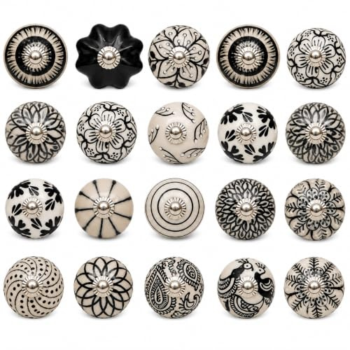 SHYAMVUN 20PCS Vintage Cabinet Knobs, Chic Drawer Knobs, Antique Kitchen Cupboard Handles, Round Furniture Door Knobs