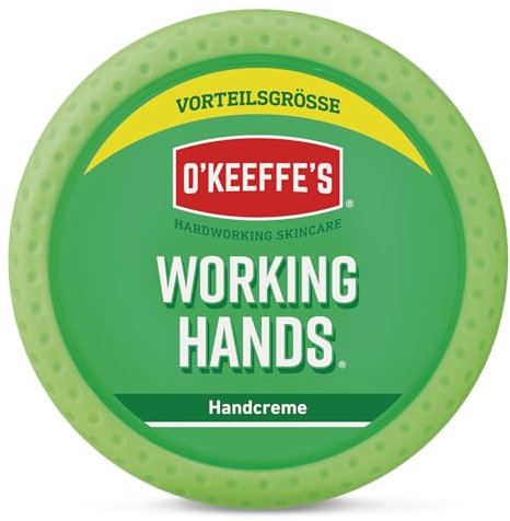 O'Keeffe's Working Hands, 193g Tiegel - Handcreme für extrem trockene, rissige Hände | Erhöht sofort den Feuchtigkeitsgehalt, bildet eine Schutzschicht und verhindert Feuchtigkeitsverlust