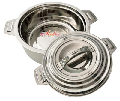 Satre Online and Marketing Stainless Steel Casserole with Lid, Insulated Hot Pot, Serving Handi, Food Grade, Serving Bowl for Hor and Cold Food