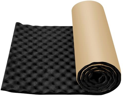 Tarwanear Premium Noppenschaumstoff,200x50x2cm Selbstklebende Schalldämmung Akustikschaumstoff Dämmmatte,für Tonstudio, Aufnahmestudios, Büro, Schwarz Eierkiste Schallschutzmatte
