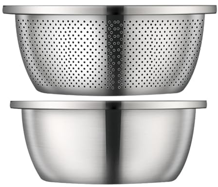 Fenteer Küche Suppenschüssel, Seiher mit Abtropfkorb Heimgebrauch Seiher Sieb Schüssel,Rührschüssel, 32CM