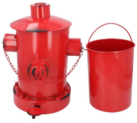 Sxhlseller Poubelle de Bouche D'incendie, Poubelle Rétro avec Seau, Poubelle en Fer de Grande capacité pour Les Déchets de Cuisine de Jardin de Parc, Poubelles (Rouge)
