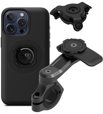 QUAD LOCK Lenker Handyhalterung PRO für Motorrad mit Vibrationsdämpfer und MAG Hülle für iPhone 15 Pro Max