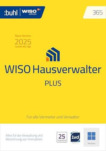 WISO Hausverwalter 365 Plus| Version 2025 | Mieter & WEG korrekt abrechnen | inkl. Heizkosten | Viele Assistenten zur Verwaltung und Auswertung | Plus: Bis zu 25 Wohneinheiten | Windows Download |