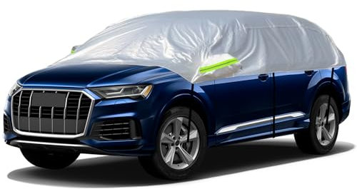 CICMOD Telo Copriauto Mezzo, Telo Copriauto Invernale, Resistente ad Neve Ghiaccio Gelo Sole, Mezzo Garage per SUV