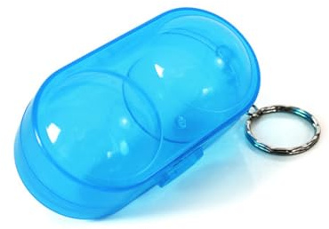 BBTISG Tischtennis-Aufbewahrungsbox, kompakt, transparent, Tischtennisball-Box, Pong-Ballhalter, Schlüsselanhänger, hält 2 Bälle, Tischtennis-Aufbewahrung (blau)