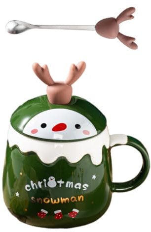 COLLBATH Weihnachts-neuheit-becher 1 Set Von Großen Kapazität Rentier Keramik Tassen Deckel Für Wasser Oder