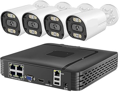 Telecamera WiFi Esterno Senza Fili, Di telecamere di sicurezza 8MP Kit di videosorveglianza 4K POE NVR 5MP 4MP Ai Face Detect Set di telecamere IP CCTV for visione notturna a colori per la sicurezza d