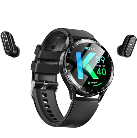 Denash Orologio Intelligente con Auricolari, Tracker di Fitness da 1,39 HD, 2 in 1 Smartwatch con Frequenza Cardiaca di Ossigeno nel Sangue Monitor del Sonno per IOS e Androd