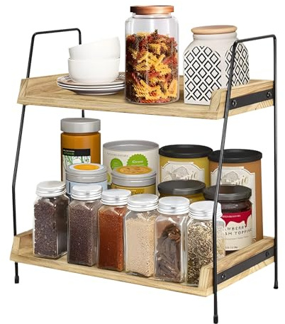 Wooden Tea and Coffee Station Organizer for Countertop - Kitchen Counter Storage for Home, Office - Coffee Bar Accessories
