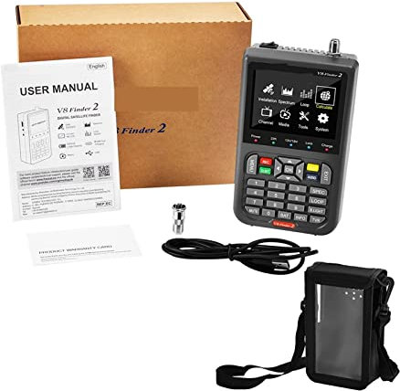 Satellite Finder, Digital Satellite Signal Finder, V8 2/Finder Meter DVB-S/DVB-S2X Parabol Locator Finder Satellite FTA Ricevitore satellitare TV digitale HD LCD MPEG-2/4 H.264 per la regolazione dell