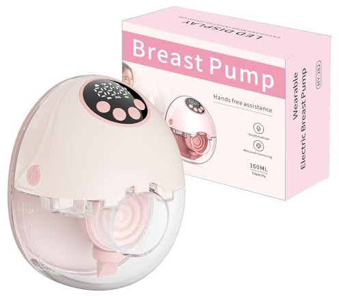 Wagxoey Milchpumpe Elektrisch, Elektrische Milchpumpe Handsfree 4 Modi 12 Stufen mit 17/19/21 mm komfortabler Flansch, Schmerzfrei Leise Rosa (1 Stück)