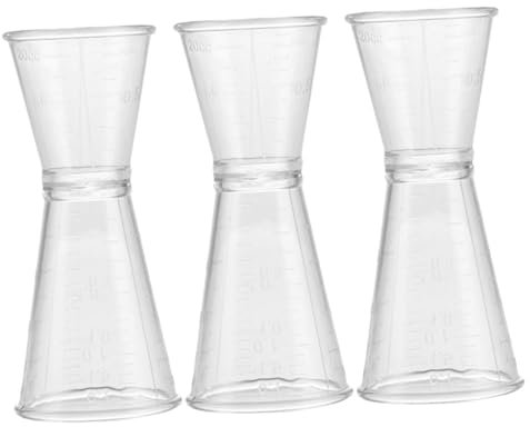 SOLUSTRE 3piezas Tazas Medidoras De Plástico Doble Cara Jigger De Cóctel Reutilizable Transparente Para Bar y Bartenders Medidor Compacto Profesional Con Escala Clara