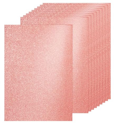 PATIKIL 60 ark färgat kartong, A4 29,7 cm x 21 cm 250 g tjocka glänsande ark för hantverk, kreativ fritid, tillverkning, konst, hantverk, paljetter roséguld