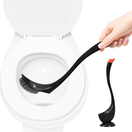 ;ABS Bathroom Toilet Brush – Swan Neck Toilet Scrubber, Long Handle Cleaner | Sleek Holder with Soft Bristle Head for Effortless Bowl Cleaning, Home Washroom, Deep Stain Removal Tool