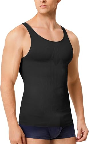 Gotoly Shapewear Herren Kompressionsshirt Bauchweg Unterhemd Elastische Workout Tank Tops Figurformend Kompressions Shirt Taillenformer Ärmellos Body Shaper Weste